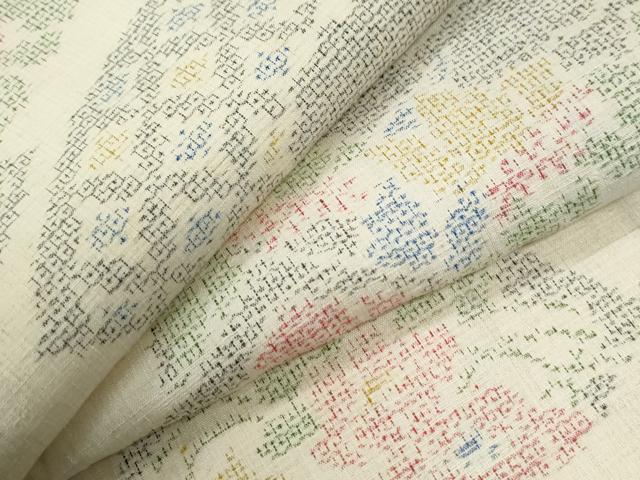 平和屋着物●結城紬 100亀甲 飛び亀甲柄 地紙重ね吉祥花文 正絹 逸品 CABI2645yc