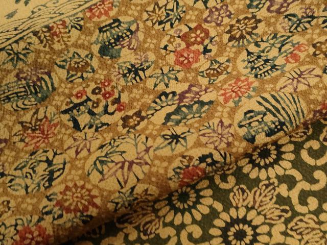 平和屋着物●訪問着 型染め 糸巻き花唐草文 正絹 逸品 CABI2649yc