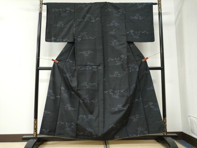 平和屋着物●結城紬 80亀甲 飛び亀甲柄 草花文 正絹 逸品 CABI2650yc