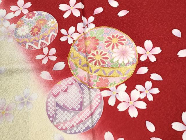 平和屋着物●豪華振袖 駒刺繍 毬舞桜文 暈し染め 金彩 京都きもの友禅扱い 正絹 逸品 CABI2652yc