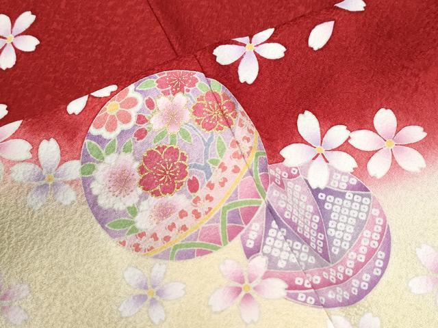 平和屋着物●豪華振袖 駒刺繍 毬舞桜文 暈し染め 金彩 京都きもの友禅扱い 正絹 逸品 CABI2652yc