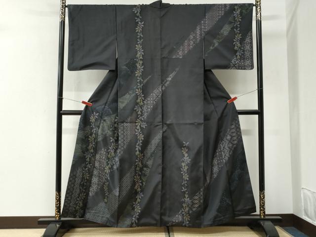 平和屋着物●訪問着 本場染大島紬 枝花文 正絹 逸品 CABI2662yc