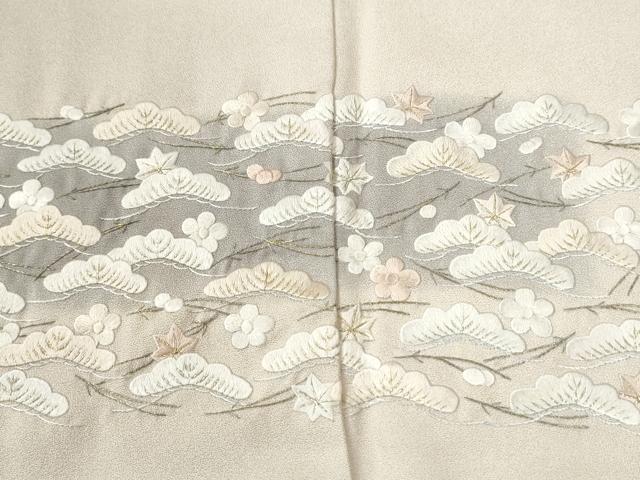 平和屋着物●訪問着 総刺繍 吹き寄せ花松文 金糸 正絹 逸品 CABI2667yc