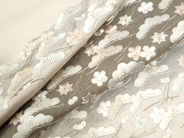 平和屋着物●訪問着 総刺繍 吹き寄せ花松文 金糸 正絹 逸品 CABI2667yc