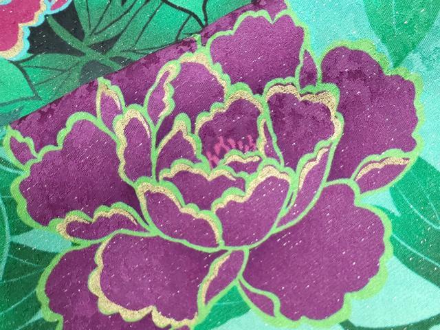 平和屋着物●豪華振袖 刺繍 牡丹 暈し染め 黒地 金通し地 正絹 逸品 CABI2669yc