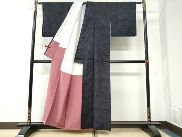 平和屋着物●結城紬 80亀甲 草花文 正絹 逸品 CABI2676yc