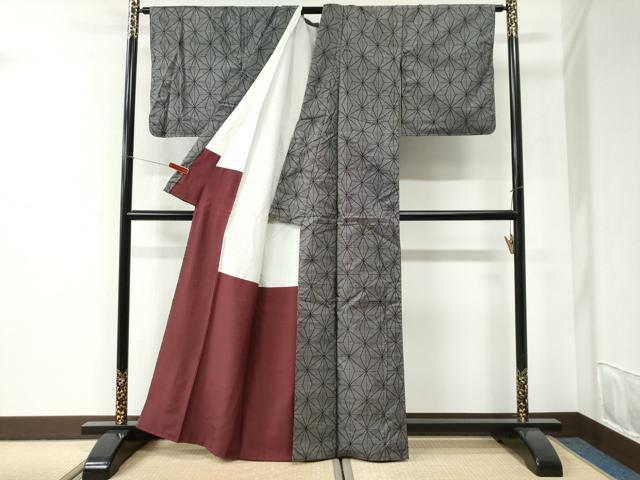 平和屋着物●本場大島紬 9マルキ 麻の葉文様 正絹 逸品 未使用 CABI2681yc