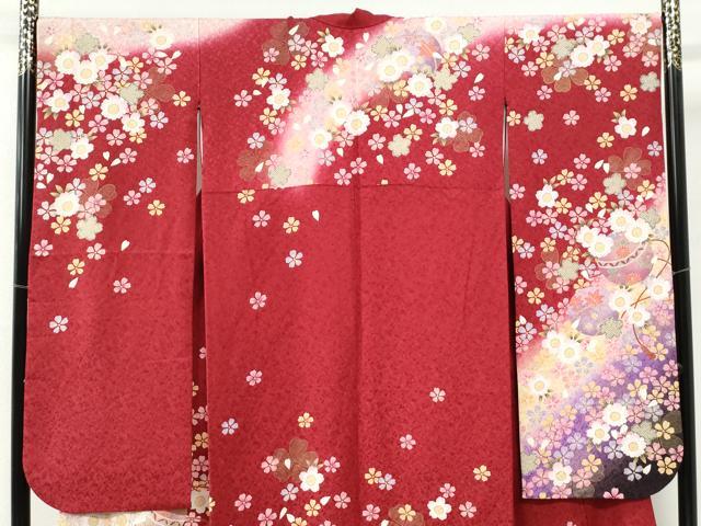 平和屋着物●豪華振袖 毬舞桜文 ラメ糸 暈し染め 金通し地 正絹 逸品 CABI2697yc