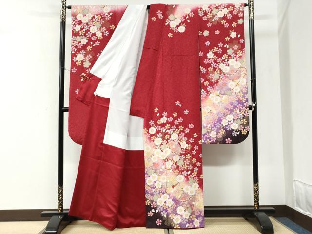 平和屋着物●豪華振袖 毬舞桜文 ラメ糸 暈し染め 金通し地 正絹 逸品 CABI2697yc