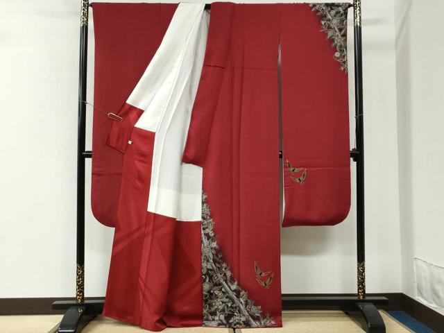 平和屋着物●染色作家 斉藤三才 振袖 三才鳥 花唐草文 暈し染め 金彩 正絹 逸品 CABI2704yc