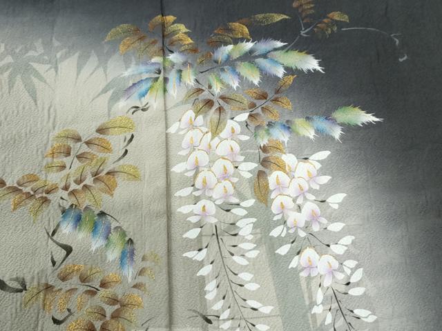 平和屋着物●和紙染染色作家・植村彩弘 訪問着 藤花房 暈し染め 金彩 やまと誂製 ロング丈 正絹 逸品 未使用 CABI2707yc