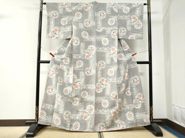 平和屋着物●上質な紬 草花丸文 正絹 逸品 未使用 CABI2715yc