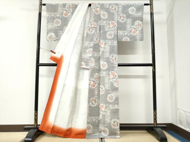 平和屋着物●上質な紬 草花丸文 正絹 逸品 未使用 CABI2715yc