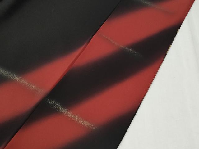 平和屋着物●訪問着 流水草花文 暈し染め 黒地 金彩 正絹 逸品 CABI2725yc