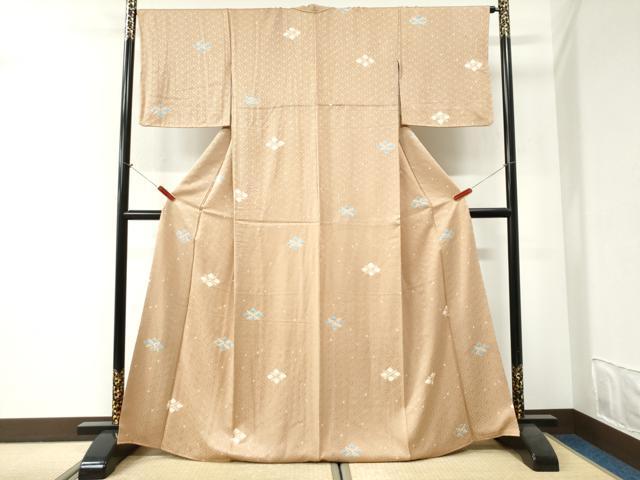 平和屋着物●上質な小紋 絞り 菱吉祥文 正絹 逸品 CABI2727yc