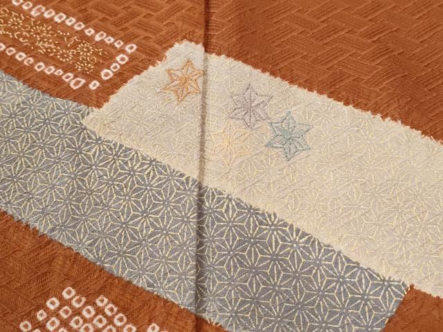 平和屋着物●訪問着 絞り 刺繍 短冊吉祥花文 金彩 正絹 逸品 CABI2730yc