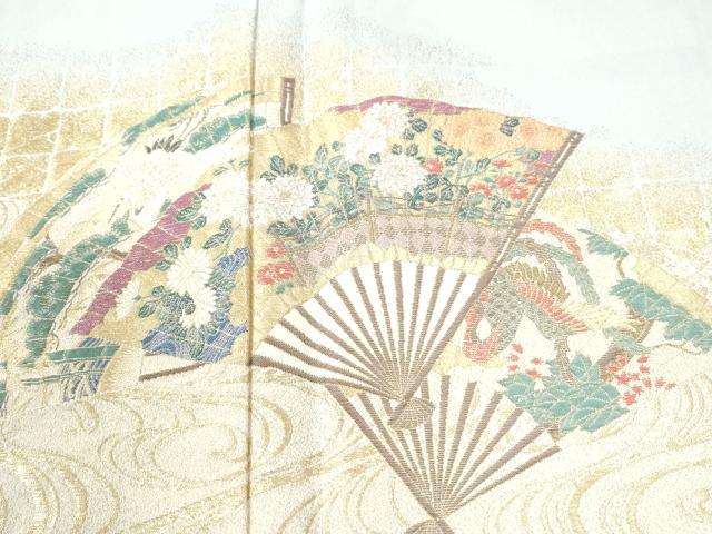 平和屋着物●豪華色留袖 寿光織 流水扇面草花文 暈し染め 金糸 正絹 逸品 CABI2736yc