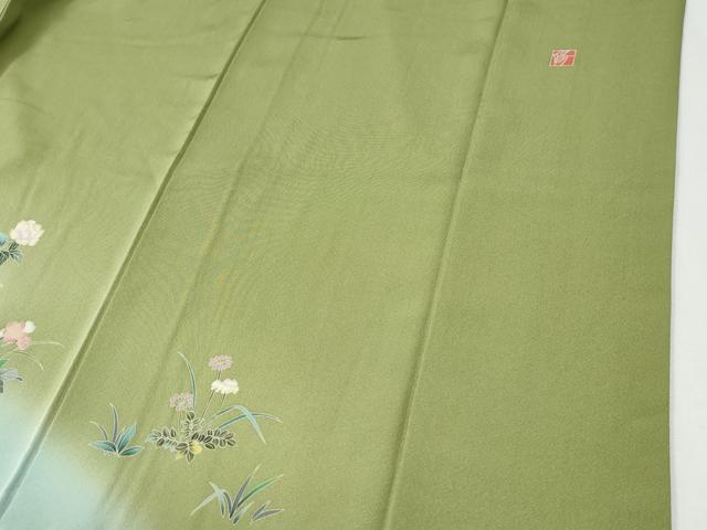 平和屋着物●訪問着 友禅 作家物 枝菊陶器花文 暈し染め 正絹 逸品 CABI2750yc