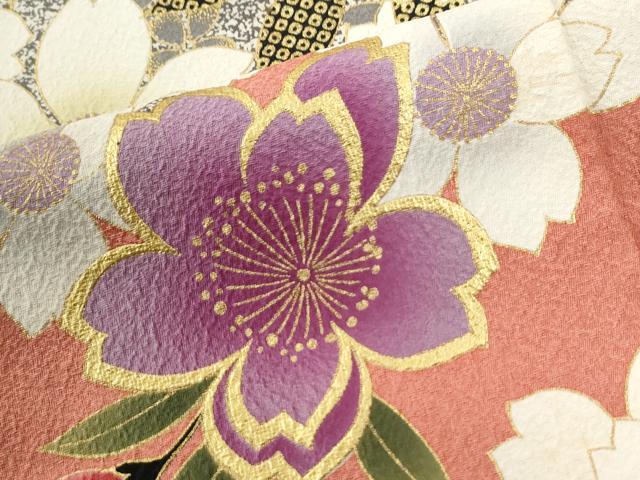 平和屋着物●豪華振袖 駒刺繍 雲取り舞桜文 金彩 正絹 逸品 未使用 CABI2760yc