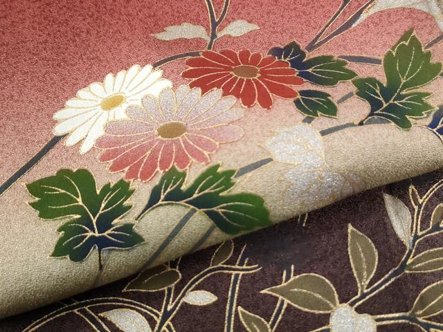 平和屋着物●訪問着 流水地紙草花文 暈し染め 金彩 正絹 逸品 未使用 CABI2765yc