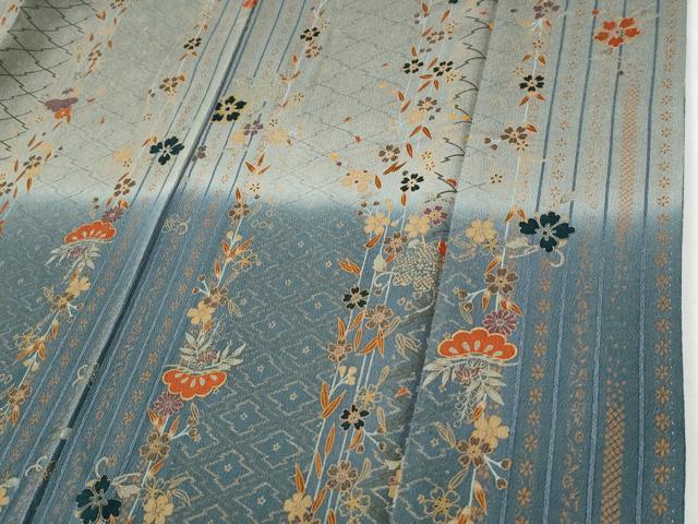平和屋着物●訪問着 松花唐草文 暈し染め 金彩 鬼しぼ縮緬 正絹 逸品 CABI2768yc