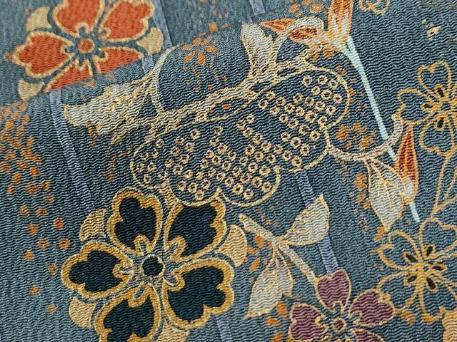 平和屋着物●訪問着 松花唐草文 暈し染め 金彩 鬼しぼ縮緬 正絹 逸品 CABI2768yc