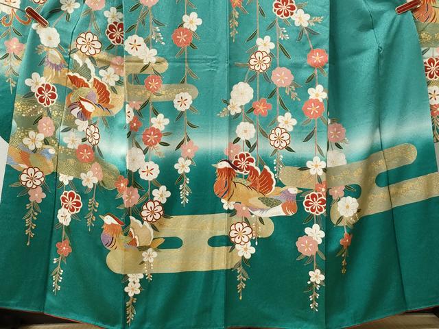 平和屋着物●豪華振袖 駒刺繍 エ霞鳳凰鴛鴦枝花文 暈し染め 金彩 正絹 逸品 CABI2776yc