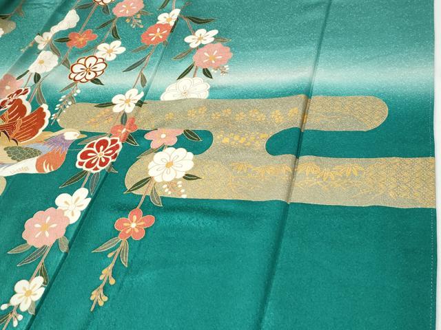 平和屋着物●豪華振袖 駒刺繍 エ霞鳳凰鴛鴦枝花文 暈し染め 金彩 正絹 逸品 CABI2776yc