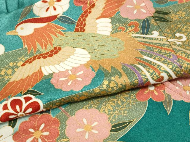 平和屋着物●豪華振袖 駒刺繍 エ霞鳳凰鴛鴦枝花文 暈し染め 金彩 正絹 逸品 CABI2776yc
