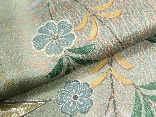 平和屋着物●豪華振袖 網目枝花文 暈し染め 金彩 正絹 逸品 CABI2786yc