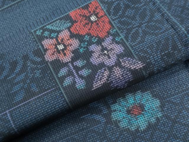 平和屋着物●本場村山大島紬 9マルキ 短冊吉祥花文 正絹 逸品 未使用 CABI2787yc