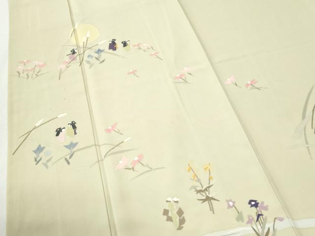 平和屋着物●訪問着 刺繍 人物流水草花文 正絹 逸品 CABI2823yc
