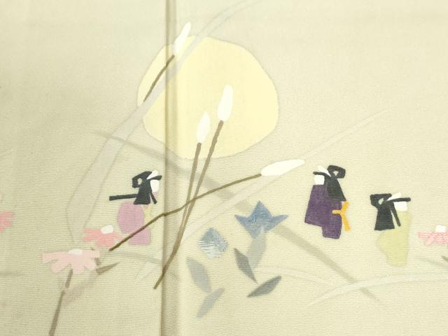 平和屋着物●訪問着 刺繍 人物流水草花文 正絹 逸品 CABI2823yc