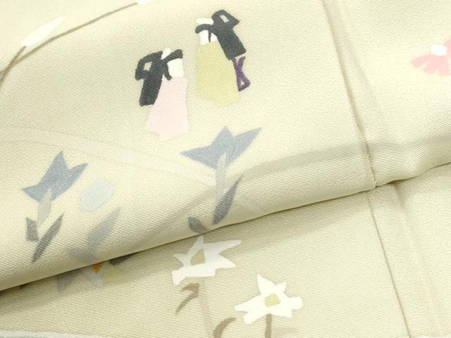 平和屋着物●訪問着 刺繍 人物流水草花文 正絹 逸品 CABI2823yc