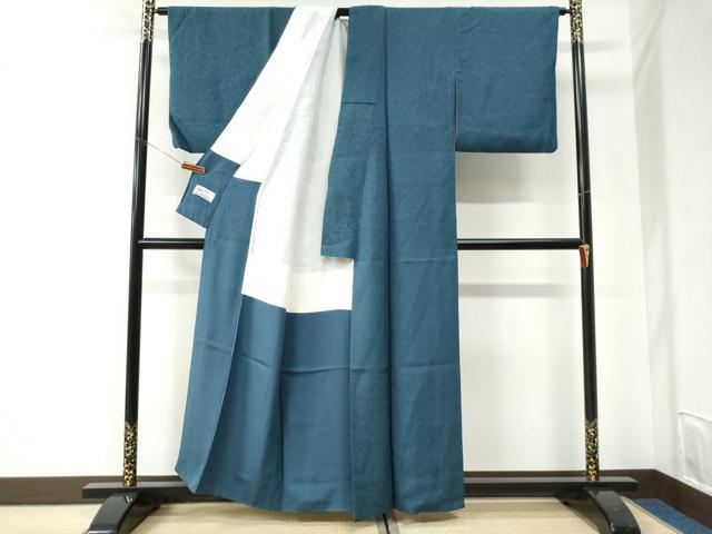平和屋着物●上質な色無地 作家物 本草染 吉祥地紋 藍色 やまと誂製 正絹 逸品 CABI2826yc