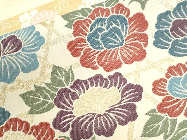 平和屋着物●訪問着 横段牡丹花文 金彩 正絹 逸品 CABI2828yc