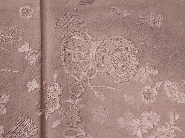 平和屋着物●訪問着 総刺繍 吹き寄せ鼓楽器草花文 暈し染め 正絹 逸品 CABI2830yc