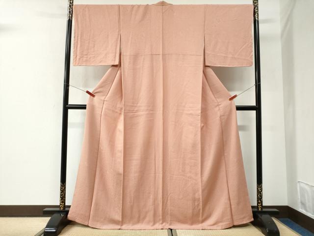 平和屋着物●上質な色無地 草花丸地紋 洗柿色 正絹 逸品 未使用 CABI2834yc