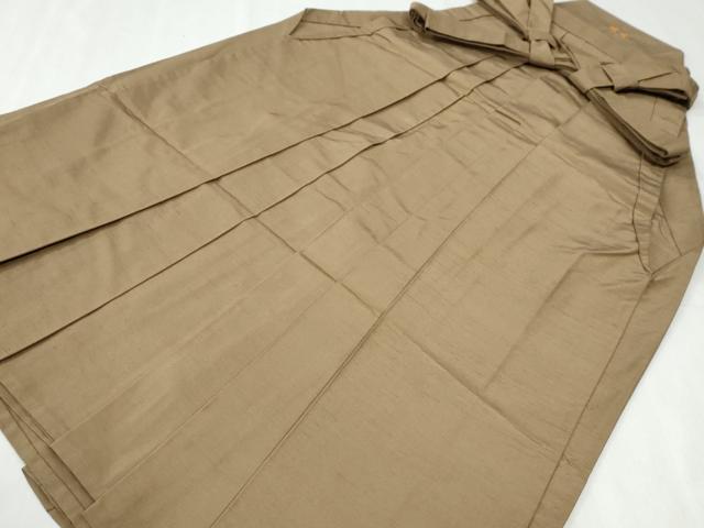 平和屋着物●男性 馬乗り袴 紬地 色無地 芝翫茶色 正絹 逸品 CABI2838yc
