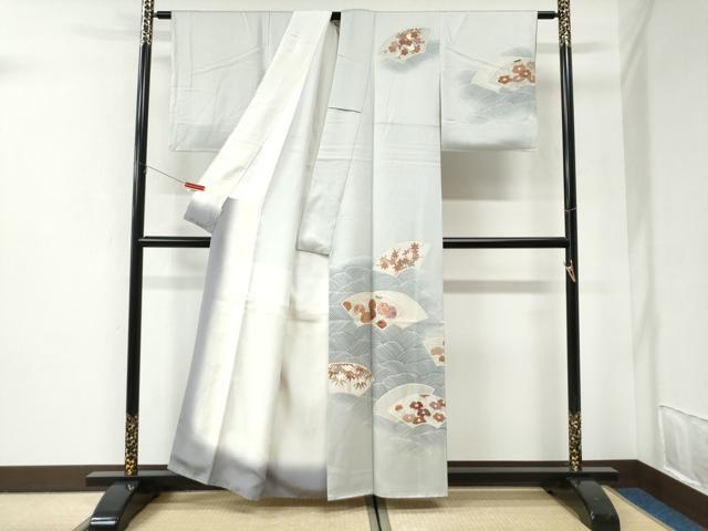 平和屋着物●訪問着 刺繍 立波地紙笹竹草花文 暈し染め 金彩 ますいわ屋扱い 正絹 逸品 CABI2841yc