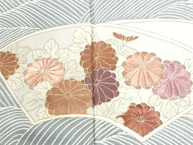 平和屋着物●訪問着 刺繍 立波地紙笹竹草花文 暈し染め 金彩 ますいわ屋扱い 正絹 逸品 CABI2841yc