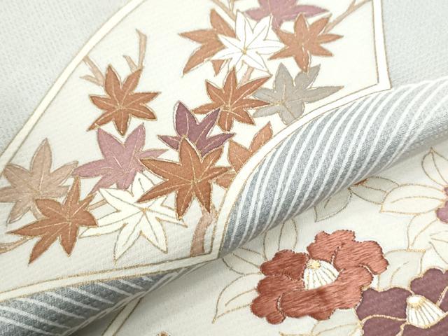 平和屋着物●訪問着 刺繍 立波地紙笹竹草花文 暈し染め 金彩 ますいわ屋扱い 正絹 逸品 CABI2841yc