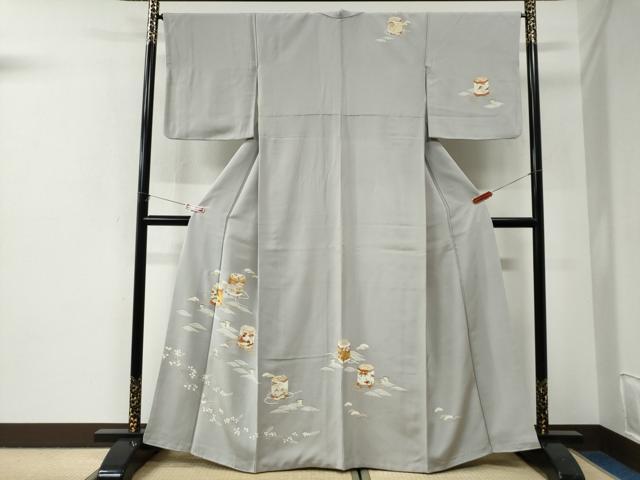 平和屋着物●銀座きしや 訪問着 浜松貝桶草花文 金彩 正絹 逸品 CABI2846yc