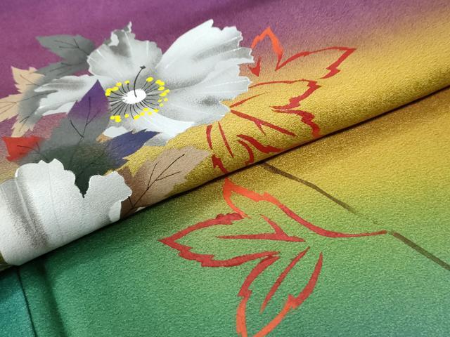 平和屋着物●染色作家 木下茂森 訪問着 陶器花文 暈し染め 金彩 ロング丈 正絹 逸品 CABI2847yc