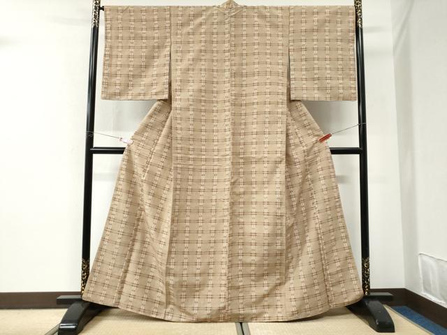 平和屋着物●上質な紬 格子 正絹 逸品 CABI2848yc