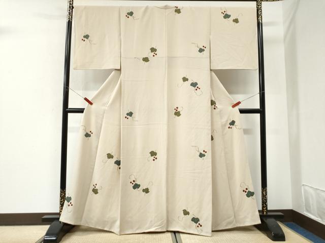 平和屋着物●上質な小紋 絞り 葡萄蔦の葉文 金彩 正絹 逸品 CABI2851yc