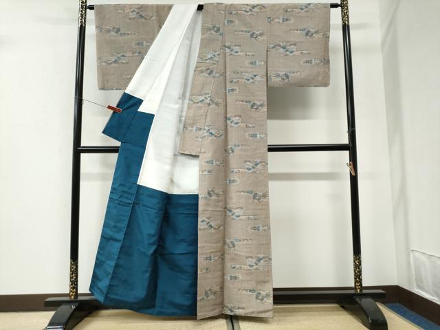 平和屋着物●上質な紬 短冊草花文 正絹 逸品 CABI2855yc