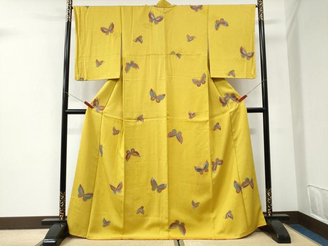 平和屋着物●上質な小紋 舞蝶文 ロング丈 正絹 逸品 CABI2858yc