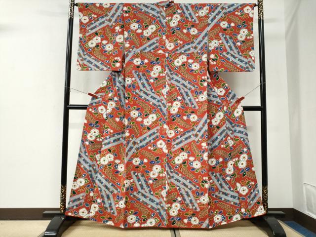 平和屋着物●上質な小紋 辻が花 鬼しぼ縮緬 正絹 逸品 CABI2859yc