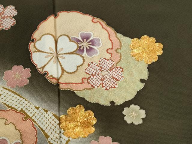 平和屋着物●豪華振袖・長襦袢セット 駒刺繍 雪輪舞葉文 暈し染め 金彩 正絹 逸品 未使用 CABI2861yc